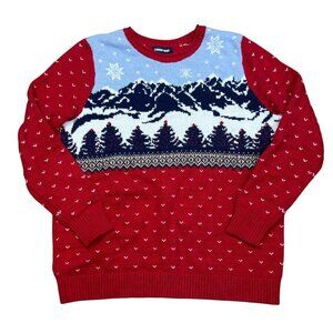 Lands' End Womens Multicolor Scenic Nordic Wool Blend Long Sleeve Sweater Size X